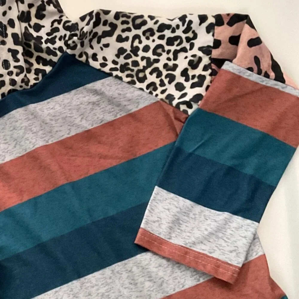 LEOPARD STRIPED LIGHTWEIGHT SOFT HOODIE